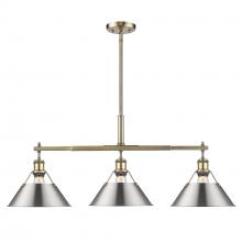  3306-LP AB-PW - Orwell AB 3 Light Linear Pendant in Aged Brass with Pewter shades